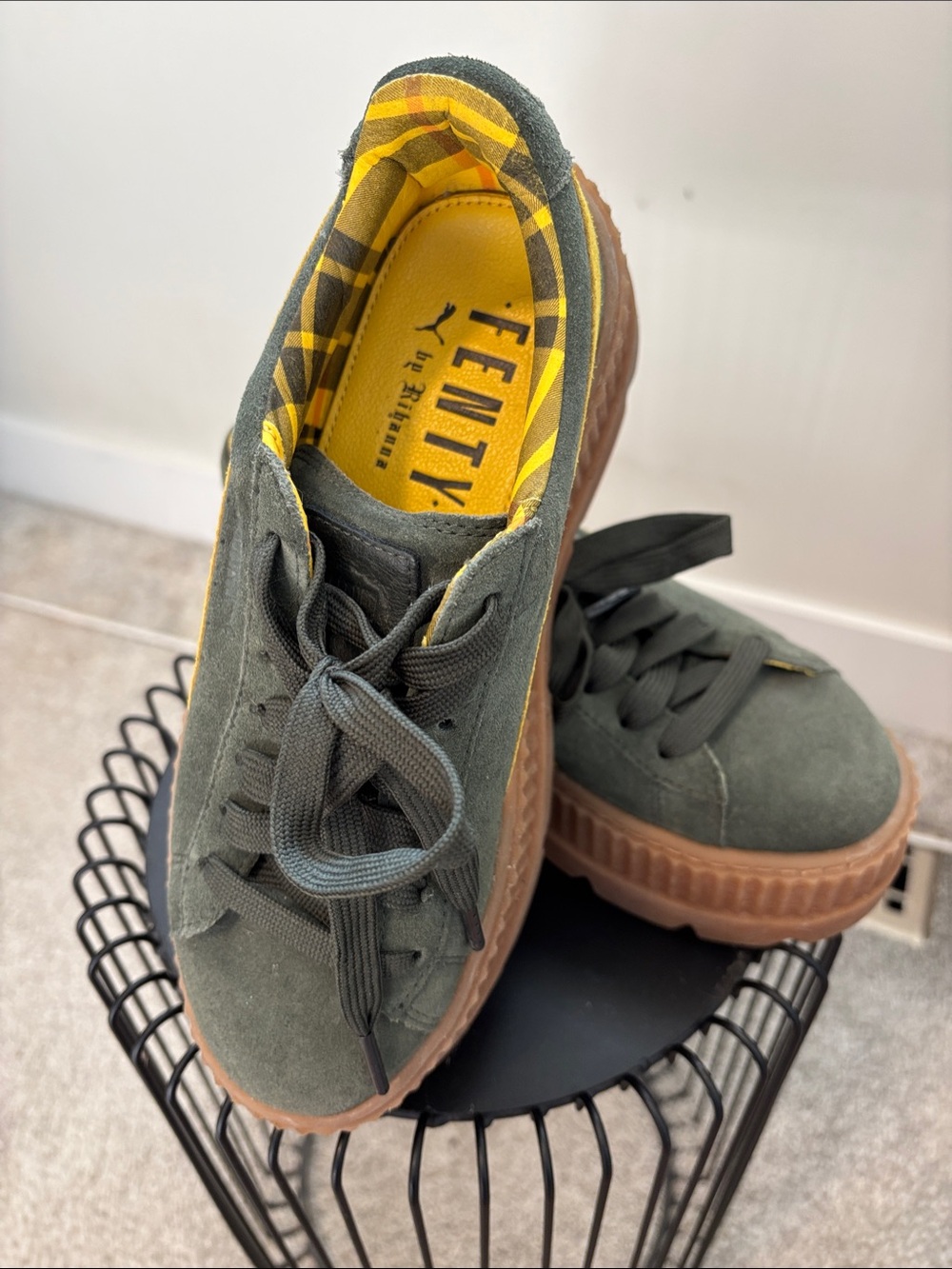 Fenty x PUMA Women's Olive Green Suede Platform Cleated Creeper